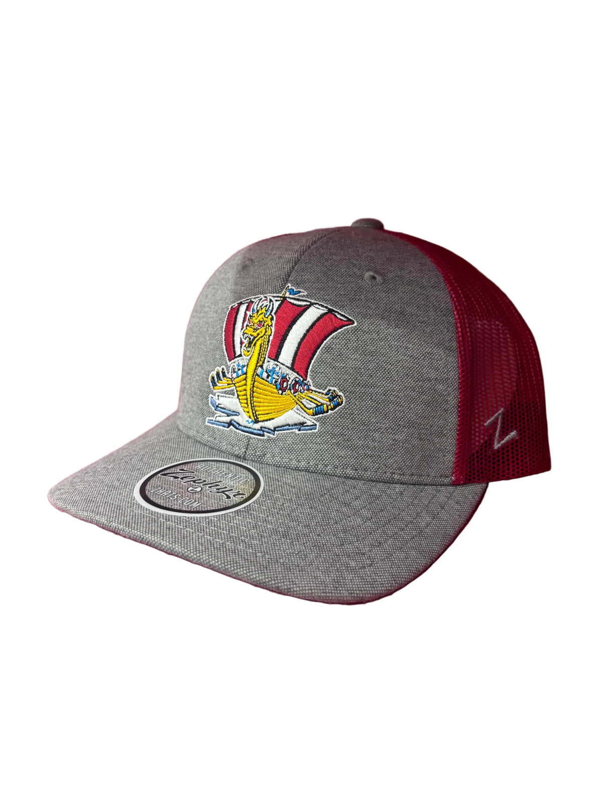 Casquette 2 tons rouge et grise dos en maille