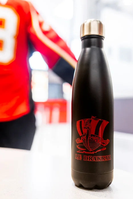 Gourde noire avec logo rouge